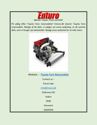 Toyota Yaris Reservedele | Enturo.dk