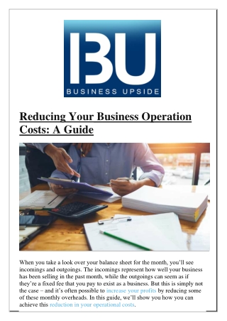 Reducing Your Business Operation Costs A Guide