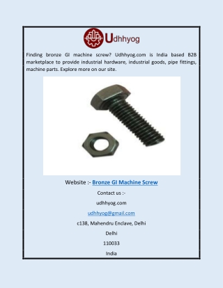 Bronze Gi Machine Screw | Udhhyog.com