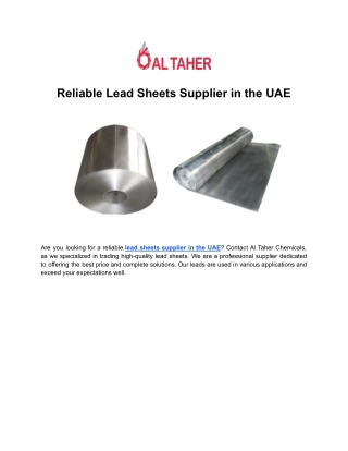 Reliable Lead Sheets Supplier in the UAE