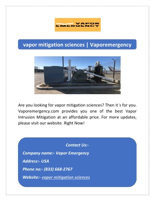 vapor mitigation sciences | Vaporemergency