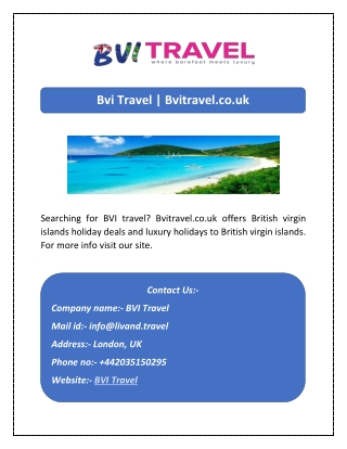 Bvi Travel | Bvitravel.co.uk