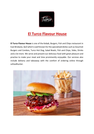 5% Off - El Turco Flavour House Menu East Brisbane, QLD