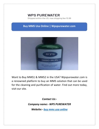 Buy MMS Usa Online | Wpspurewater.com