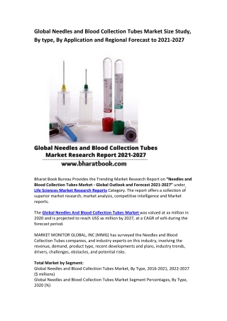 Global Needles and Blood Collection Tubes Market S