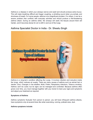 Asthma Specialist Doctor in India _ Type of Asthma _ Symptoms of Asthma
