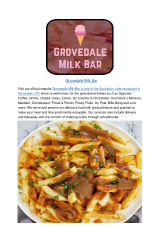5% Off - Grovedale Milk Bar Australian, Cafe Takeaway Menu,VIC