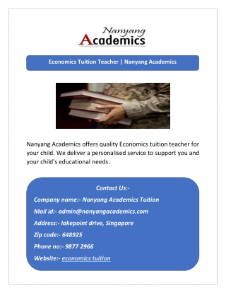 Economics Tuition Teacher | Nanyang Academics