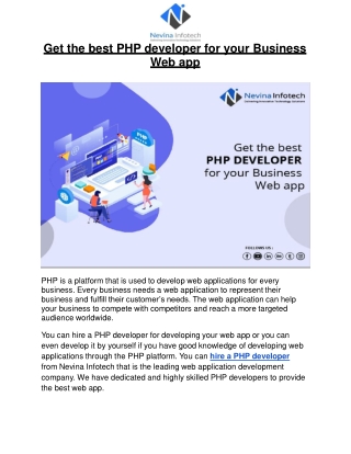 Get the best PHP developer for your Business Web app