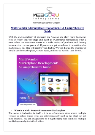 Multi Vendor Marketplace Development A Comprehensive Guide