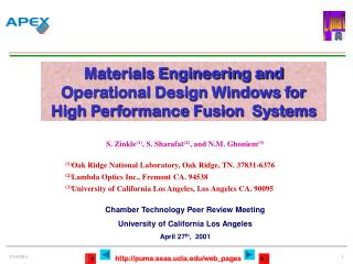 Materials Engineering and Operational Design Windows for High Performance Fusion Systems