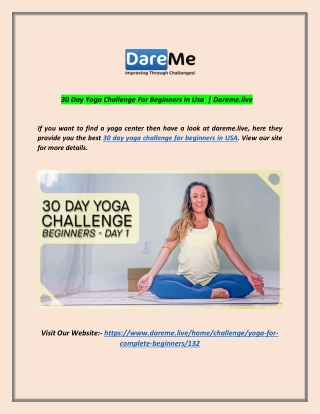 30 Day Yoga Challenge For Beginners In Usa  | Dareme.live
