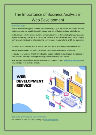 The Importance of Business Analysis In Web Development
