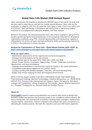 Stem Cells Market Forecasts to 2028