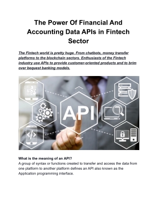 The Power Of Financial And Accounting Data APIs in Fintech Sector