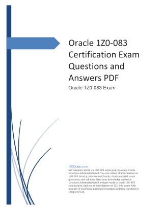 Oracle 1Z0-083 Certification Exam Questions and Answers PDF