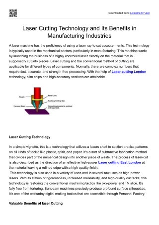 Laser Cutting Technology and Its Benefits in Manufacturing Industries