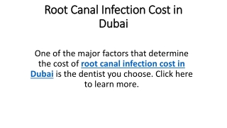 Root Canal Infection Cost in Dubai