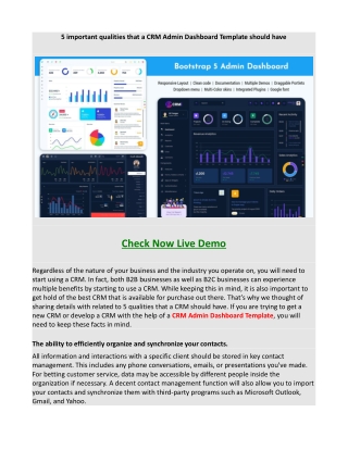 5 important qualities that a CRM Admin Dashboard Template should have