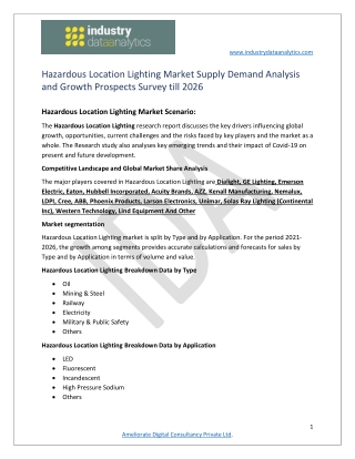 Hazardous Location Lighting Market Industry Trends, Estimation & Forecast 2026