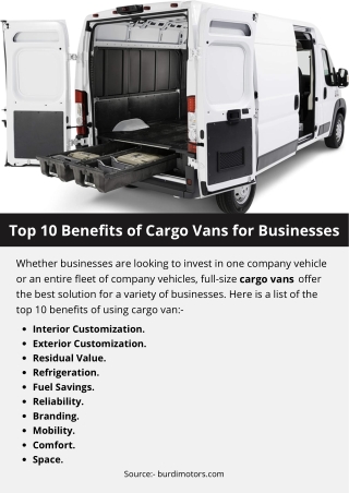 Top 10 Benefits of Cargo Vans for Businesses