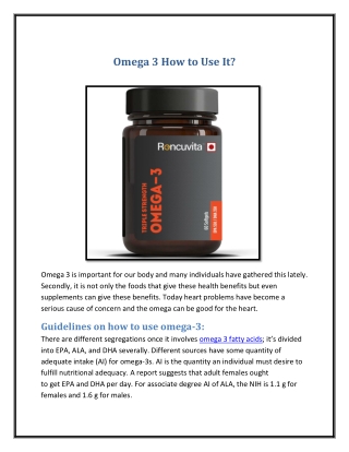 Omega 3 How to Use It