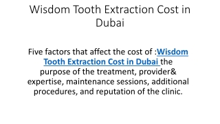 Wisdom Tooth Extraction Cost in Dubai