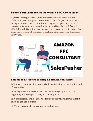 Boost Your Amazon Sales with Amazon PPC Consultant