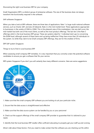 Small Business ERP - Be Aware of These Things