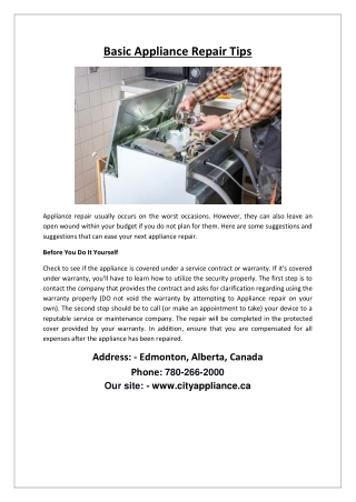 Basic Appliance Repair Tips