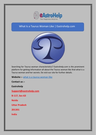 What Is a Taurus Woman Like | Eastrohelp.com