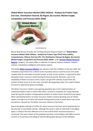 Global Motor Insurance Market Research Report 2021-2026