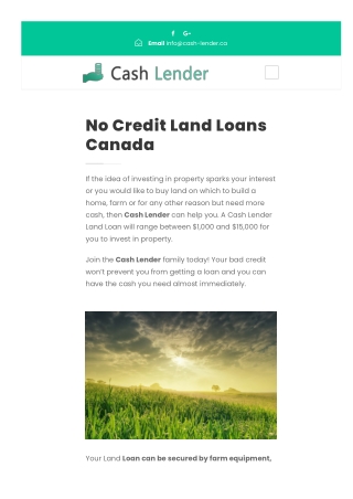 No Credit Land Loans Canada