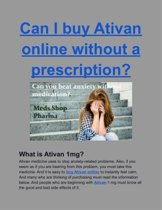 Can I buy Ativan online without a prescription