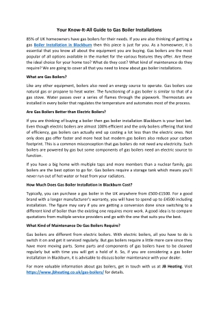 Your Know-It-All Guide to Gas Boiler Installations