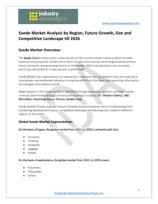 Suede Market Key Companies, CAGR Status, Future Trends during Forecast 2026
