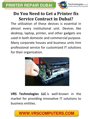 Do You Need to Get a Printer fix Service Contract in Dubai