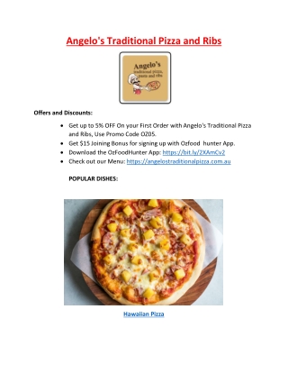 5% off - Angelo's Traditional Pizza and Ribs Padstow Menu, NSW