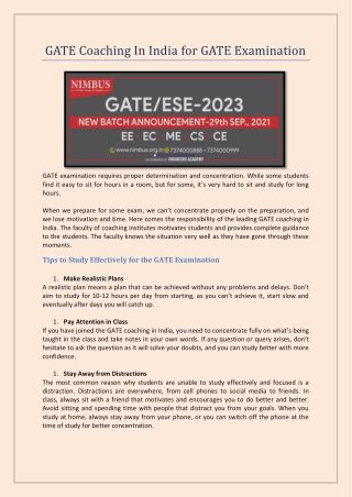 GATE Coaching In India