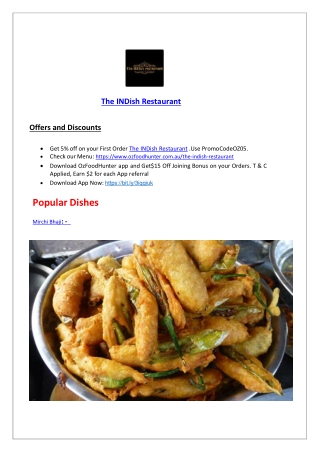 5% Off - The INDish restaurant Southport Menu, QLD