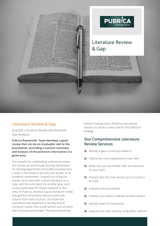 Scientific Literature review | Search and research gap analysis writing services