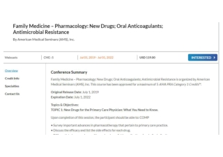 Family Medicine &ndash; Pharmacology New Drugs; Oral Anticoagulants; Antimicrobial Resistance