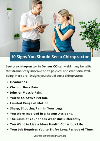 10 Signs You Should See a Chiropractor