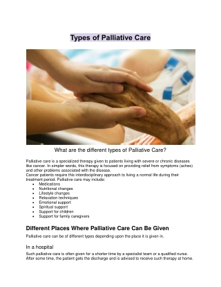 Types of Palliative Care