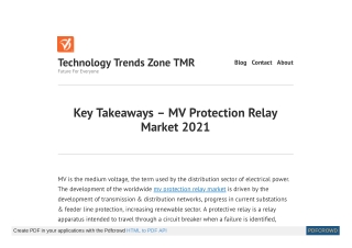 MV Protection Relay Market Future, Trends and Forecast 2027