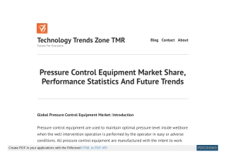 Pressure Control Equipment Market Trends and Forecast 2027