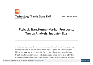 Flyback Transformer Market Statistics Facts, Forecast 2027