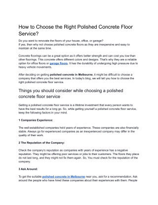 How to choose the right polished concrete floor service