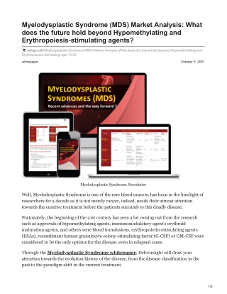 Myelodysplastic Syndrome MDS Market Analysis