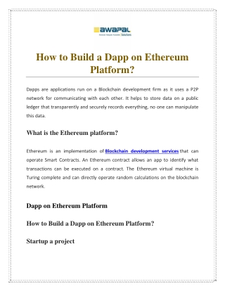 How to Build a Dapp on Ethereum Platform?